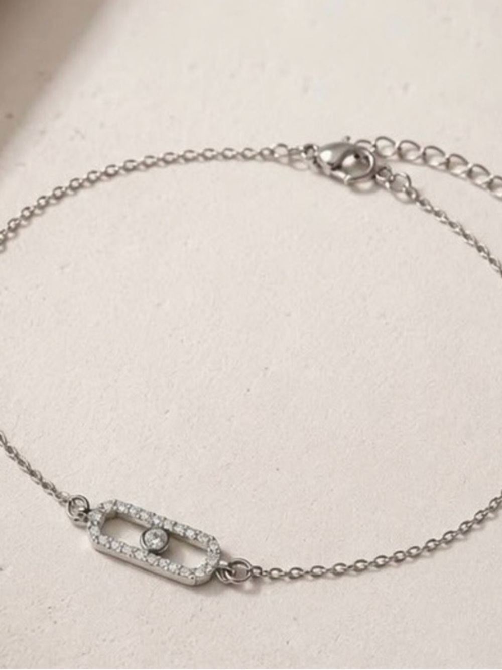 Silver Crystal Oval Link Bracelet - Picture 3 of 4